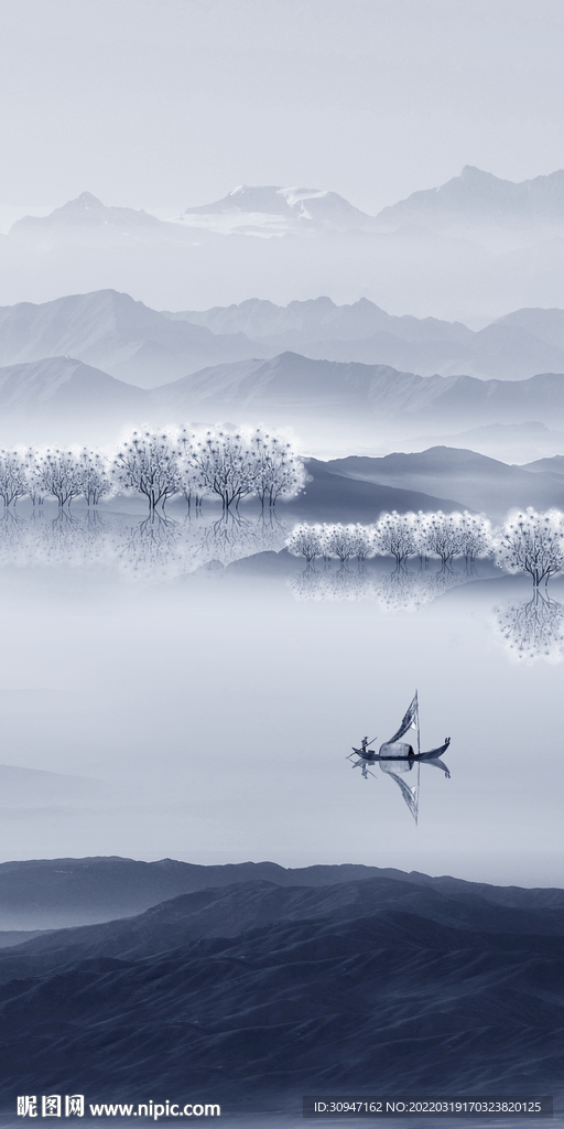 高清 高端玄关山水 TIF分层