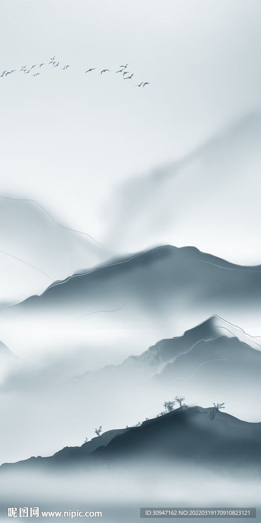 人气 玄关高档山水 TIF分层
