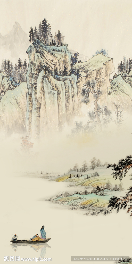 古风 高档玄关框画 TIF分层