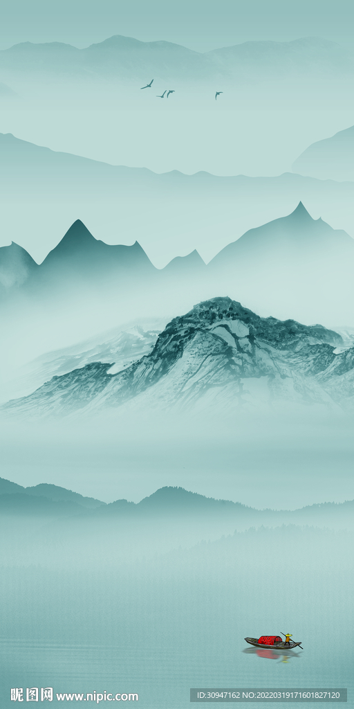 大气 玄关高档山水 TIF分层