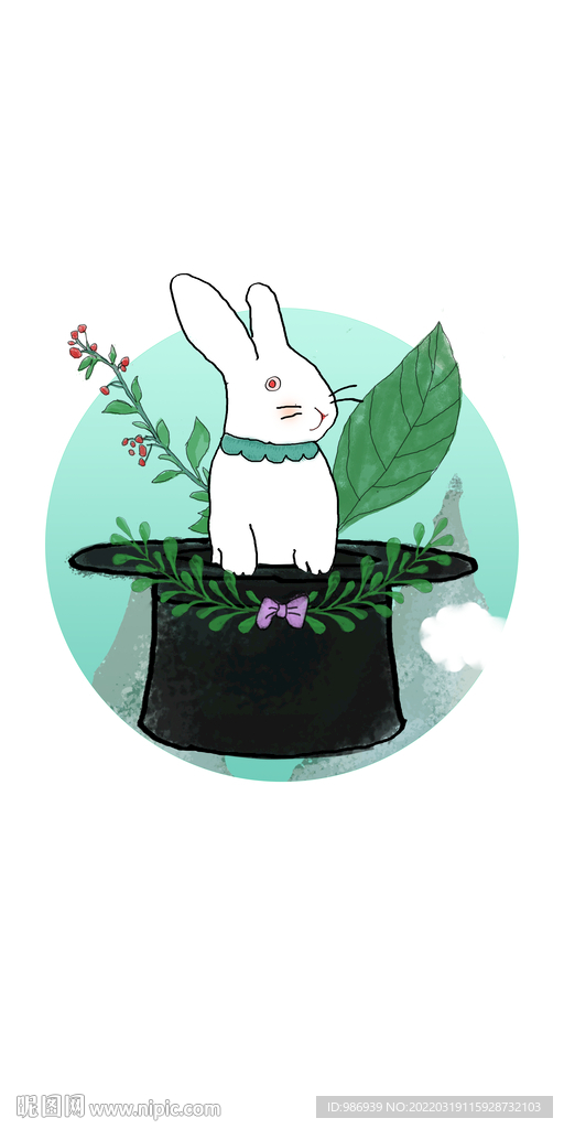 插画兔子小清新手绘