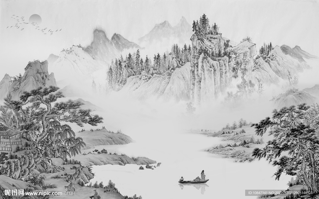 国画新灰色背景墙 TIF分层