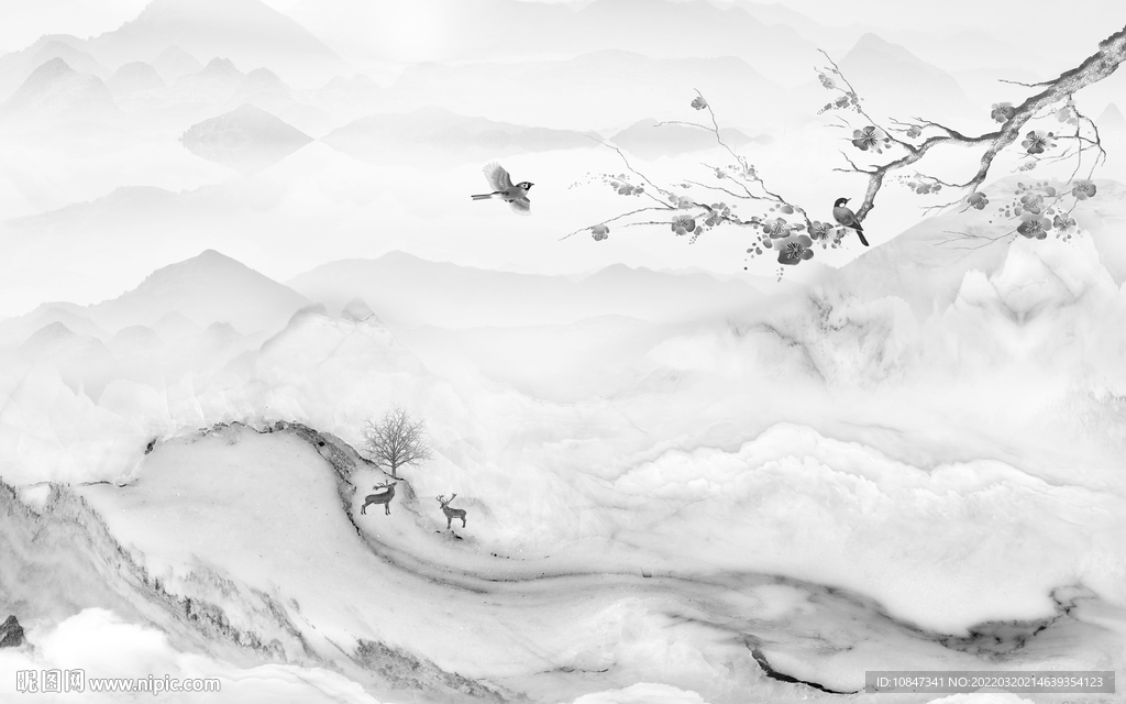 石纹客厅灰色山水 TIF分层