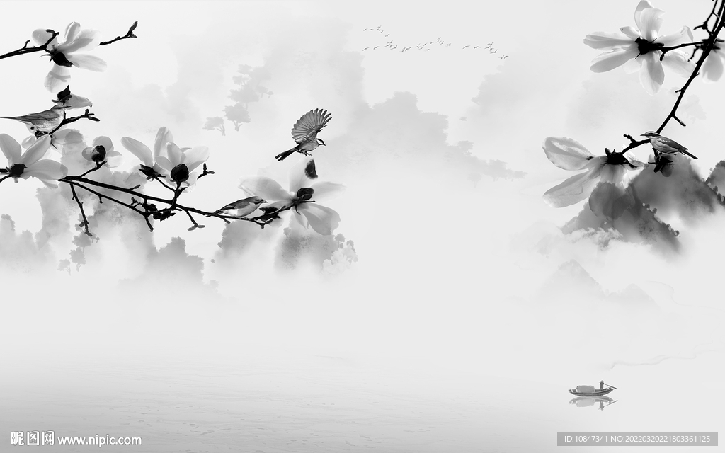 意境 客厅灰色山水 TIF分层