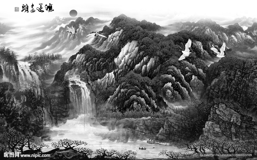 新中式灰色背景墙 TIF分层