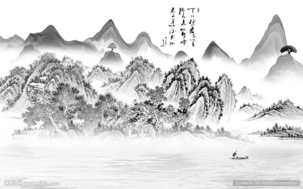 人气 灰色高雅山水 TIF分层