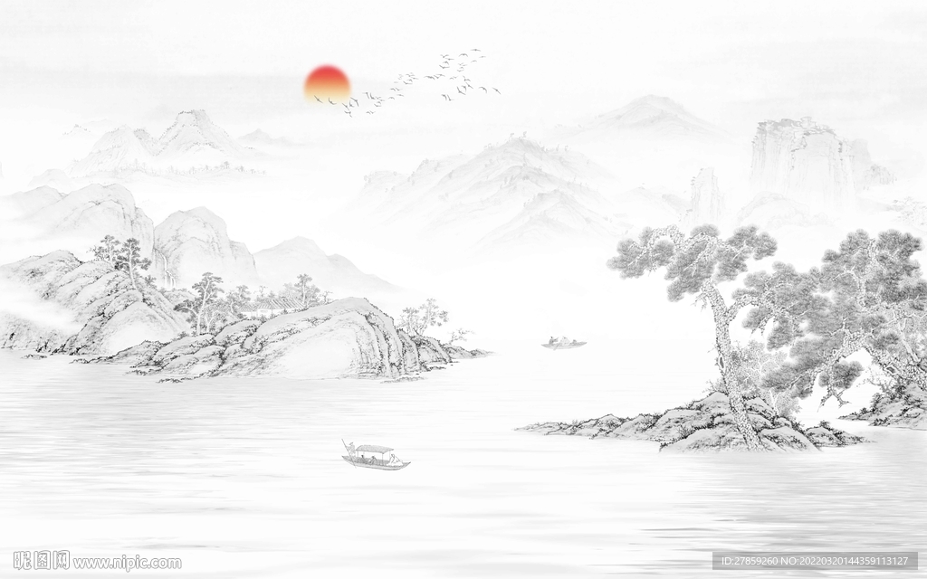 山水画水墨画