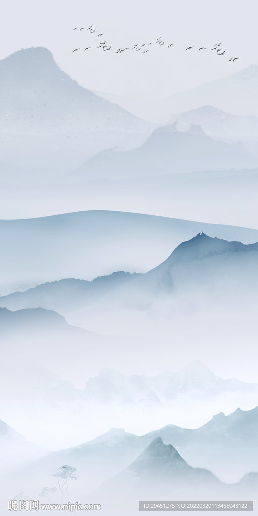 水墨中式高清玄关 tif分层