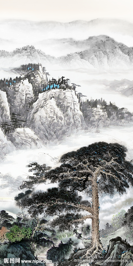 简约 现代山水玄关 TIF分层