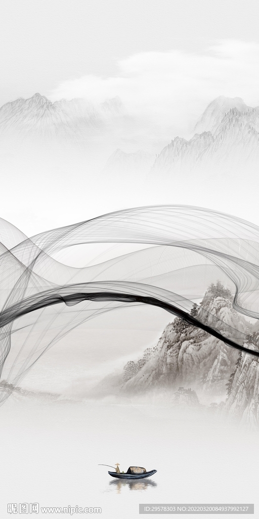 别墅现代山水玄关 TIF分层