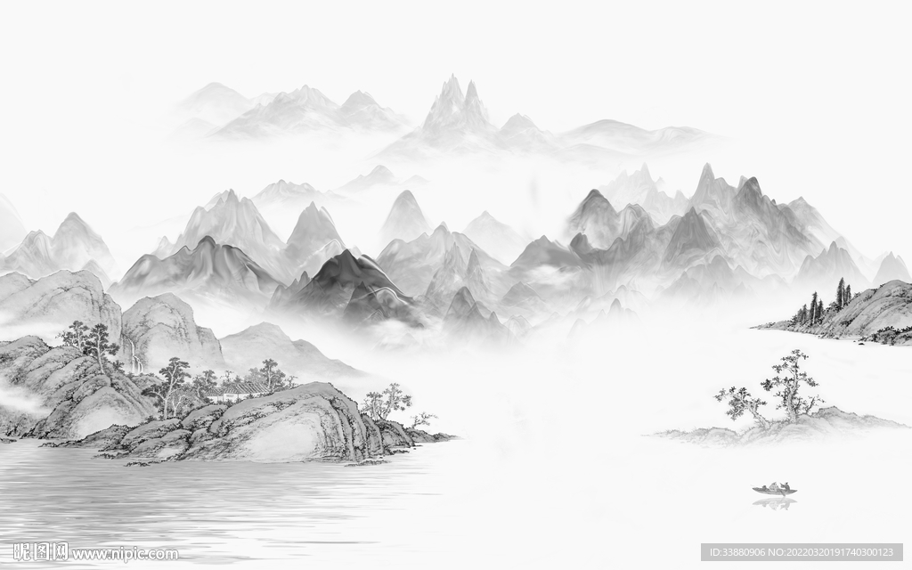 现代山水电视背景 tif分层