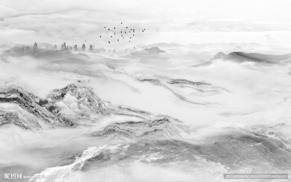 石纹 山水电视背景 tif分层