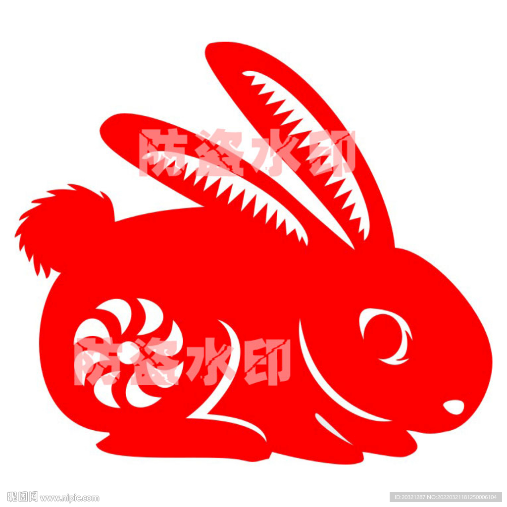 兔年剪纸窗花矢量超精细