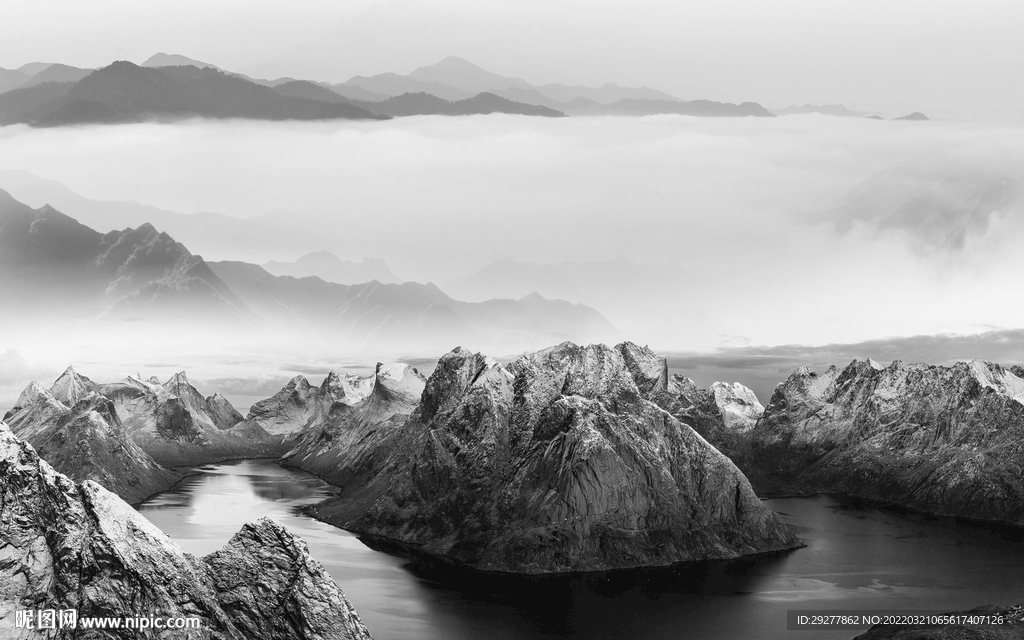 爆款最新灰色山水 tif分层