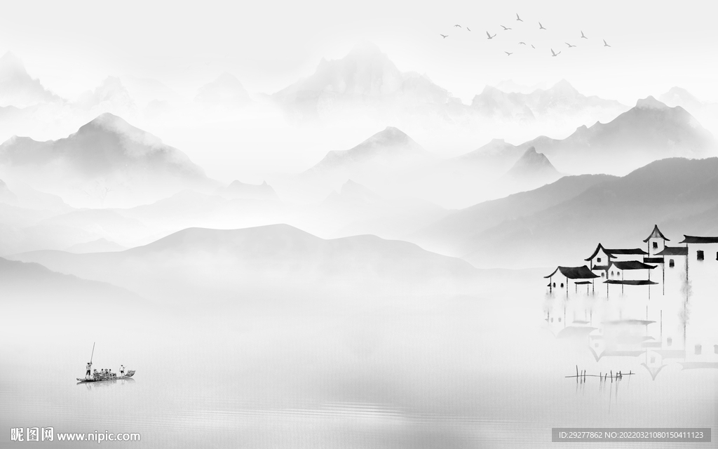 江南客厅最新山水 tif分层