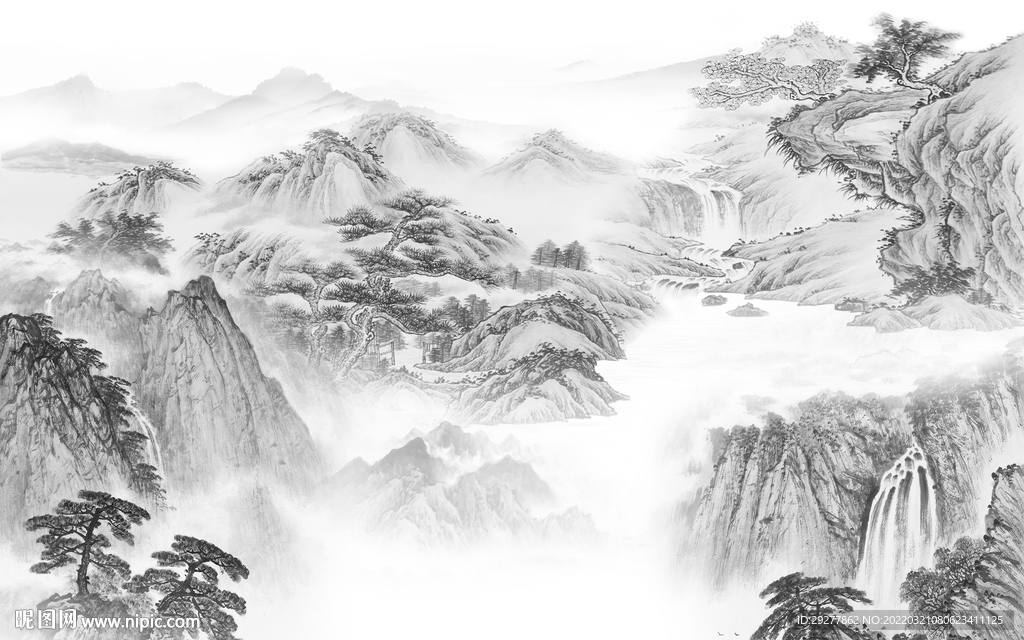 高档 客厅最新山水 tif分层