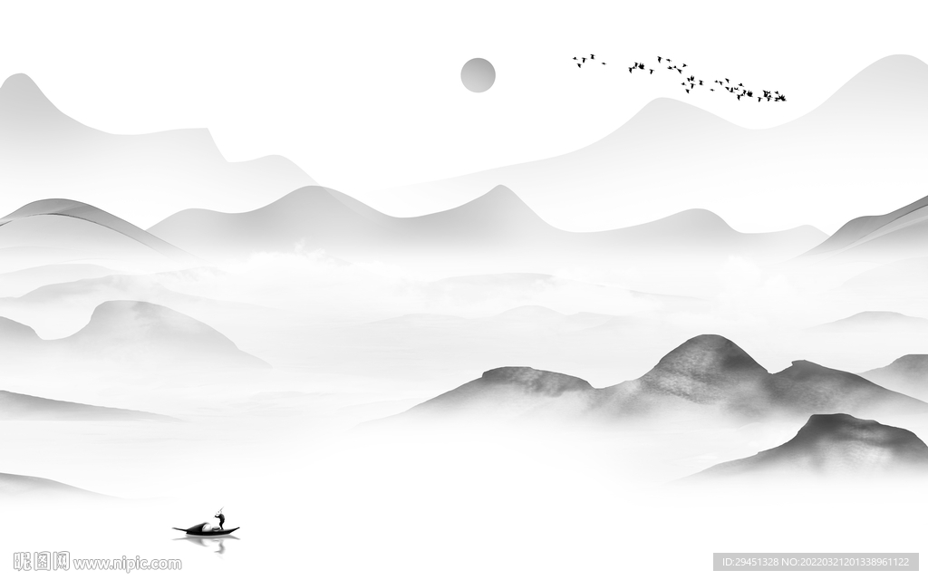 中国风电视墙画山水 TIF分层