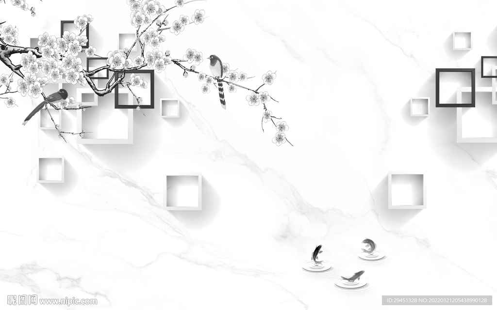 几何 电视墙画 TIF分层