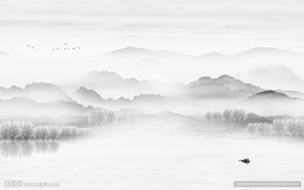 灰色新品大气山水 TIF分层