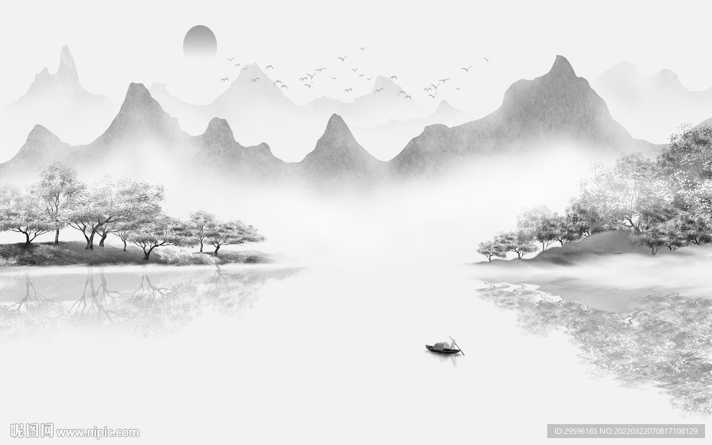 爆款灰色新品山水 TIF分层