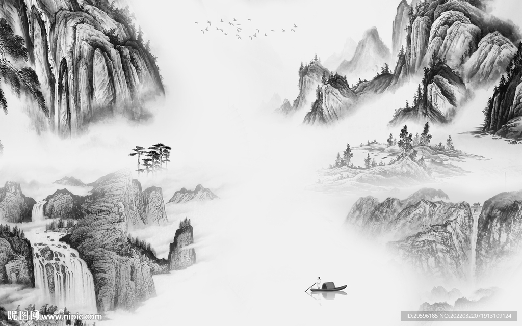 电视灰色新品山水 TIF分层