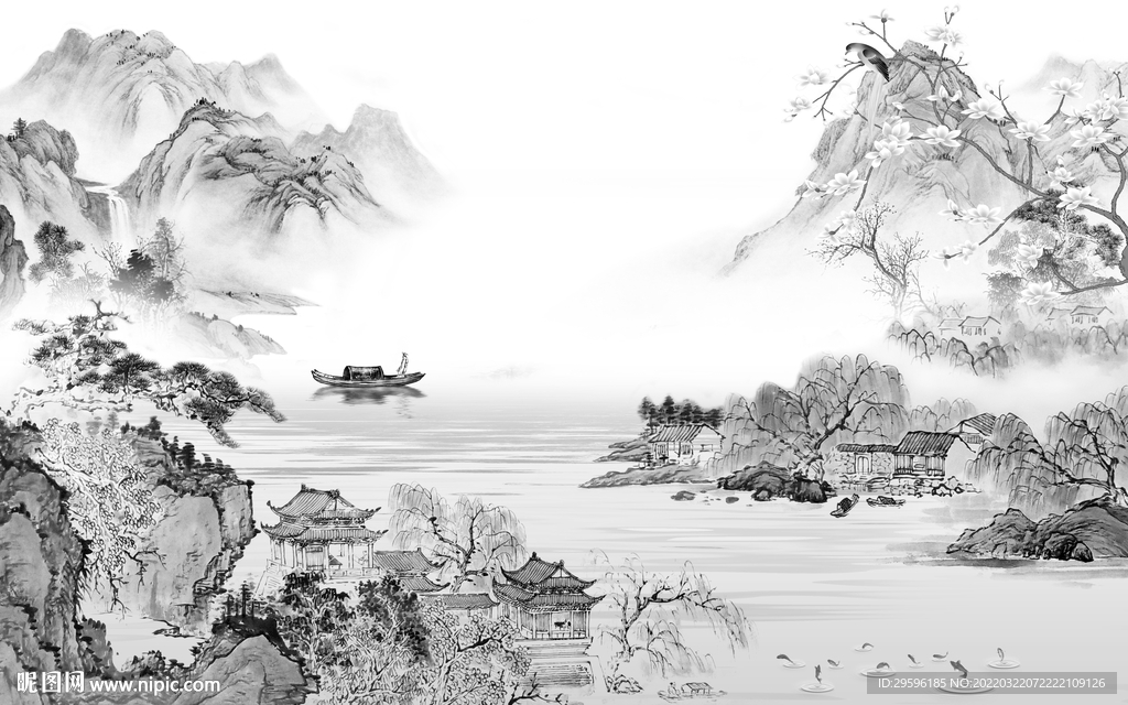 大气 灰色新品山水 TIF分层