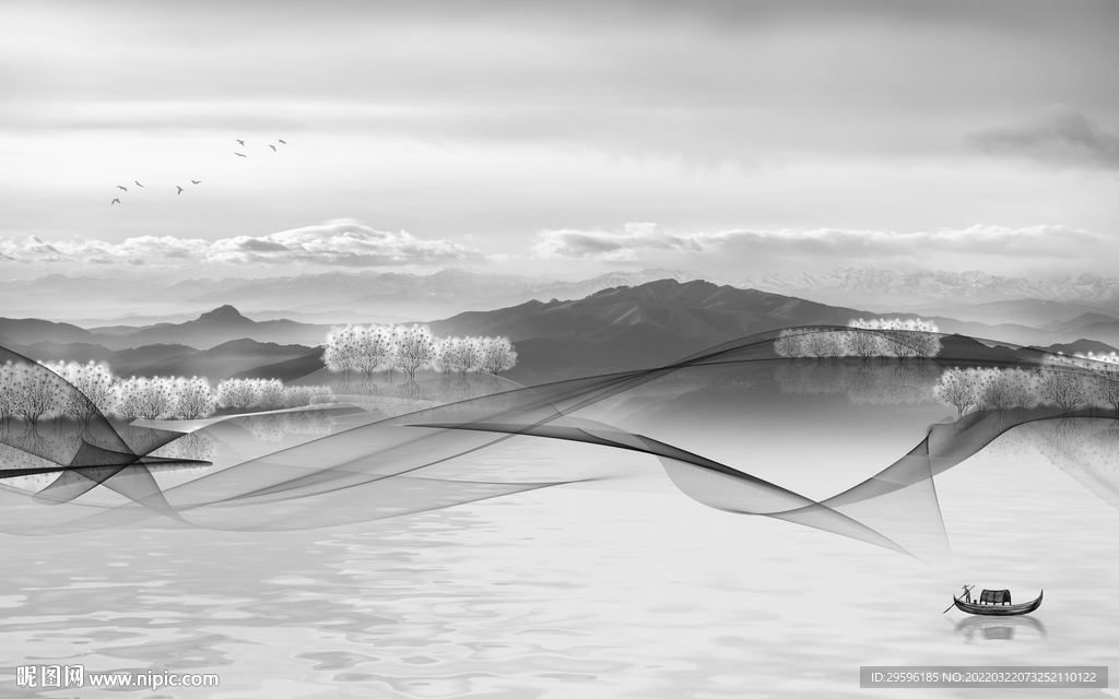 高档 灰色新品山水 TIF分层