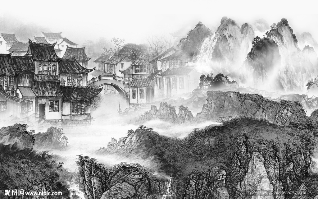 最新 灰色新品山水 TIF分层