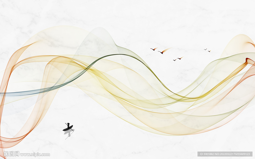 轻奢装饰画 船 线条抽象画