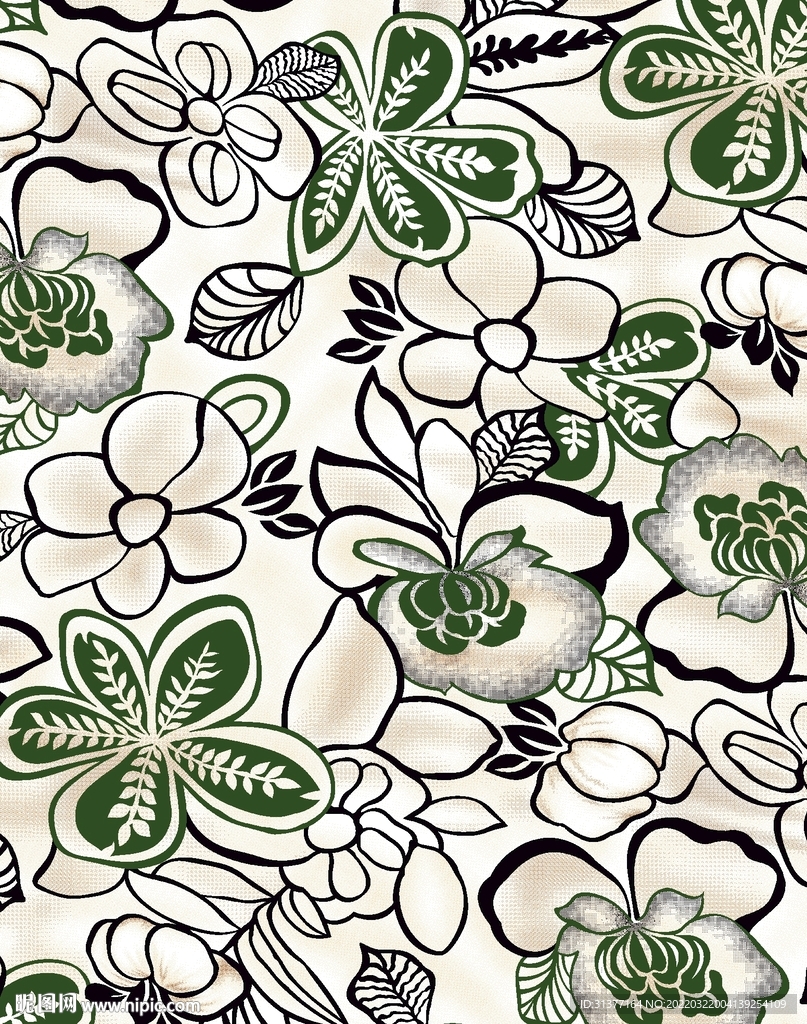 抽象手绘线条花卉