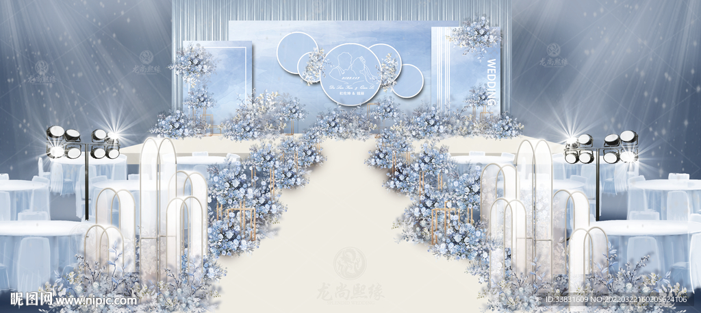 蓝白色系婚礼效果图