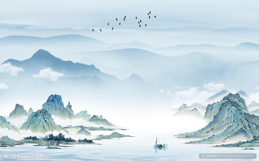 中国风新款别墅山水 tif分层