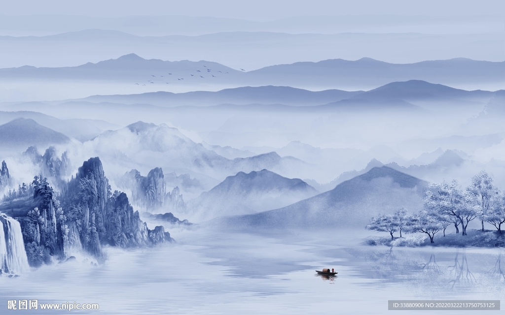 新款别墅客厅山水 tif分层