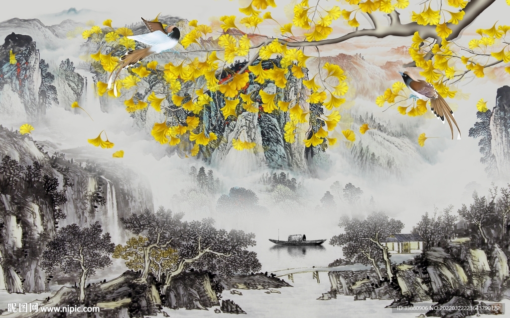 别墅中国风新山水 tif分层