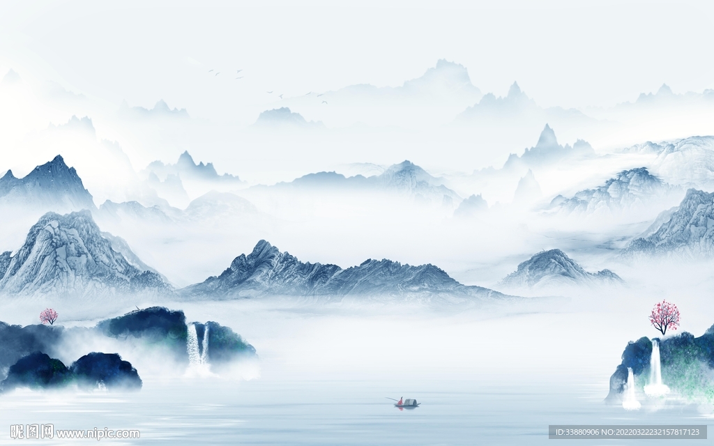 新品意境新山水画 tif分层