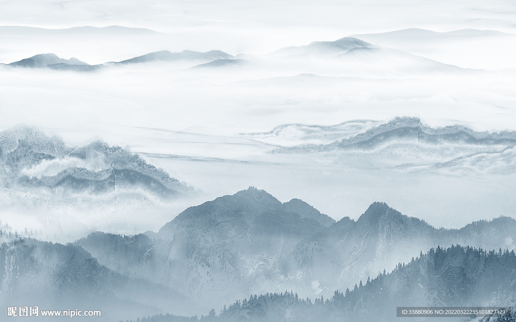 简约 意境新山水画 tif分层