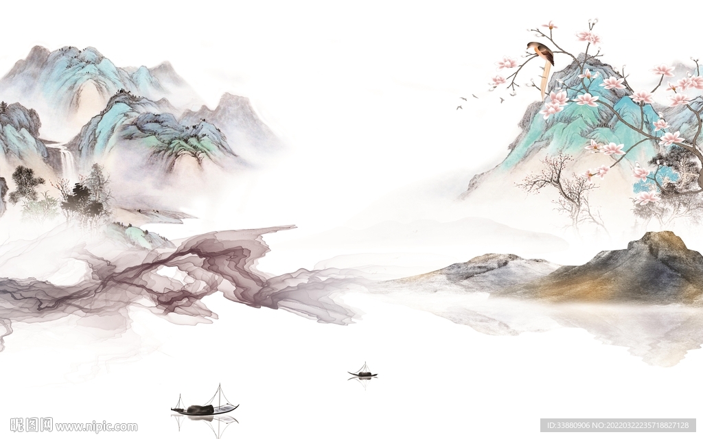 国画 意境新山水画 tif分层