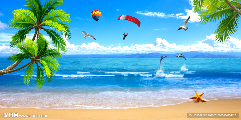 蓝天白云风景画