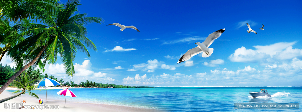 蓝天白云风景画