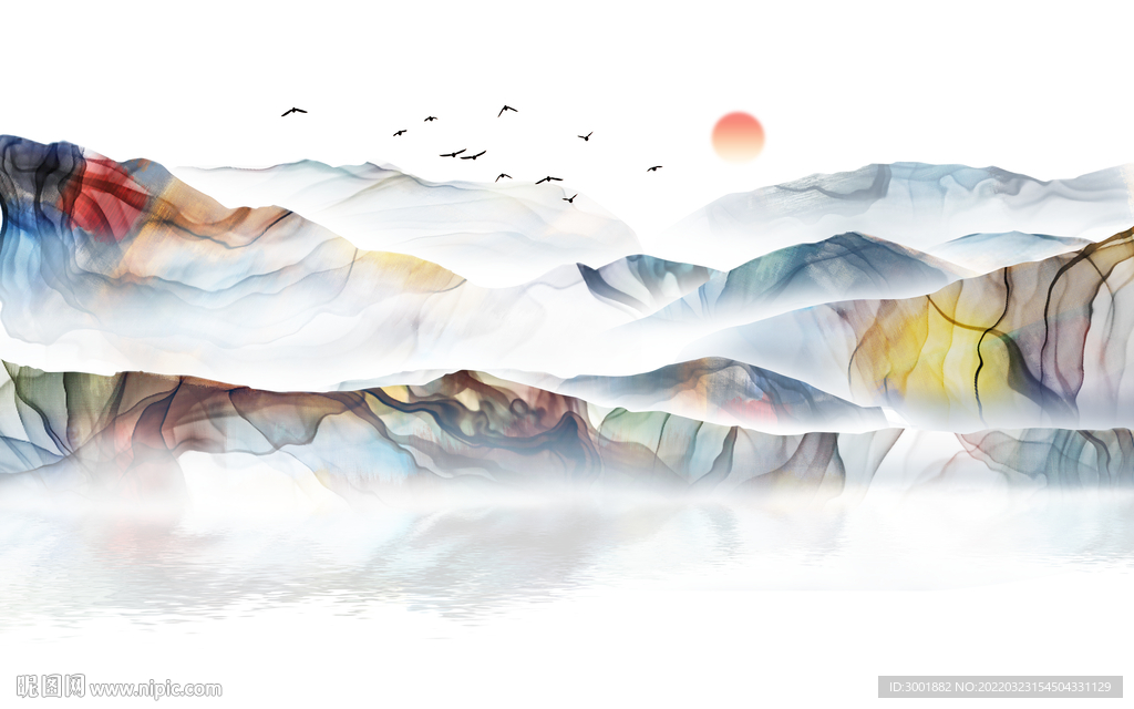 轻奢装饰画 新中式山水风景画 