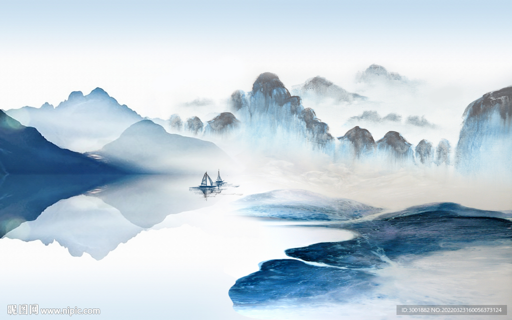 轻奢装饰画 水墨山水风景画