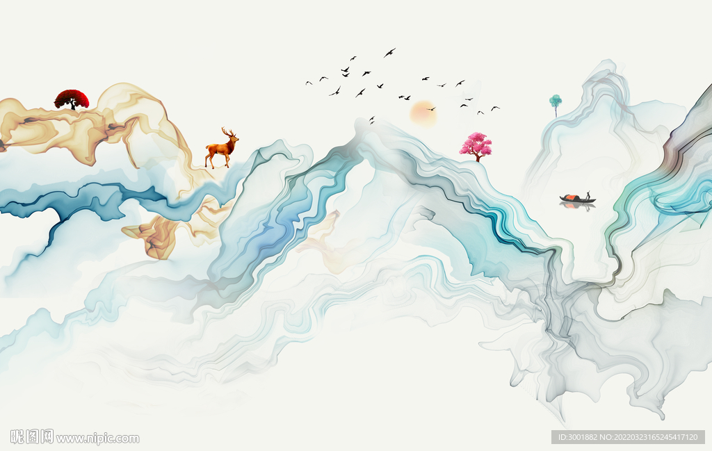 轻奢装饰画 线条抽象画