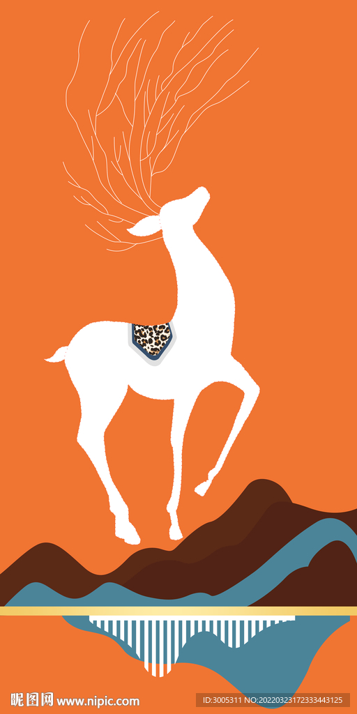 轻奢装饰画 麋鹿