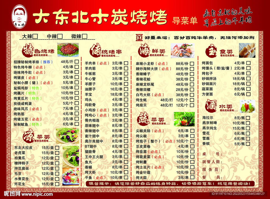 烧烤价目表
