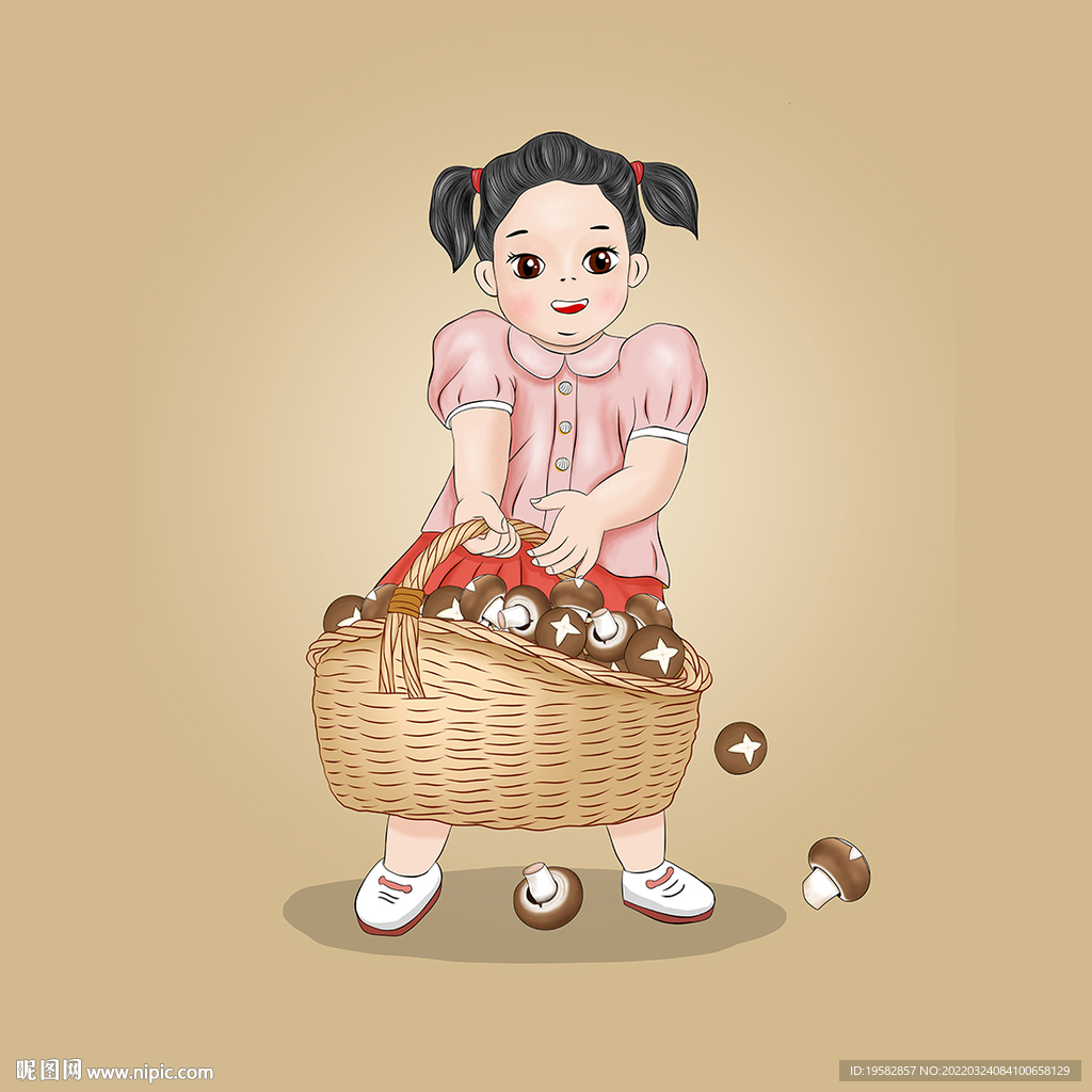 采蘑菇的小姑娘