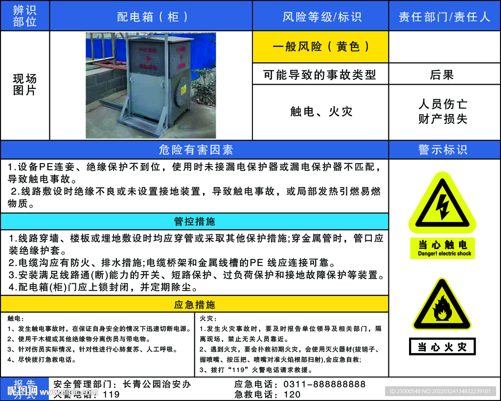 危险等级告知卡