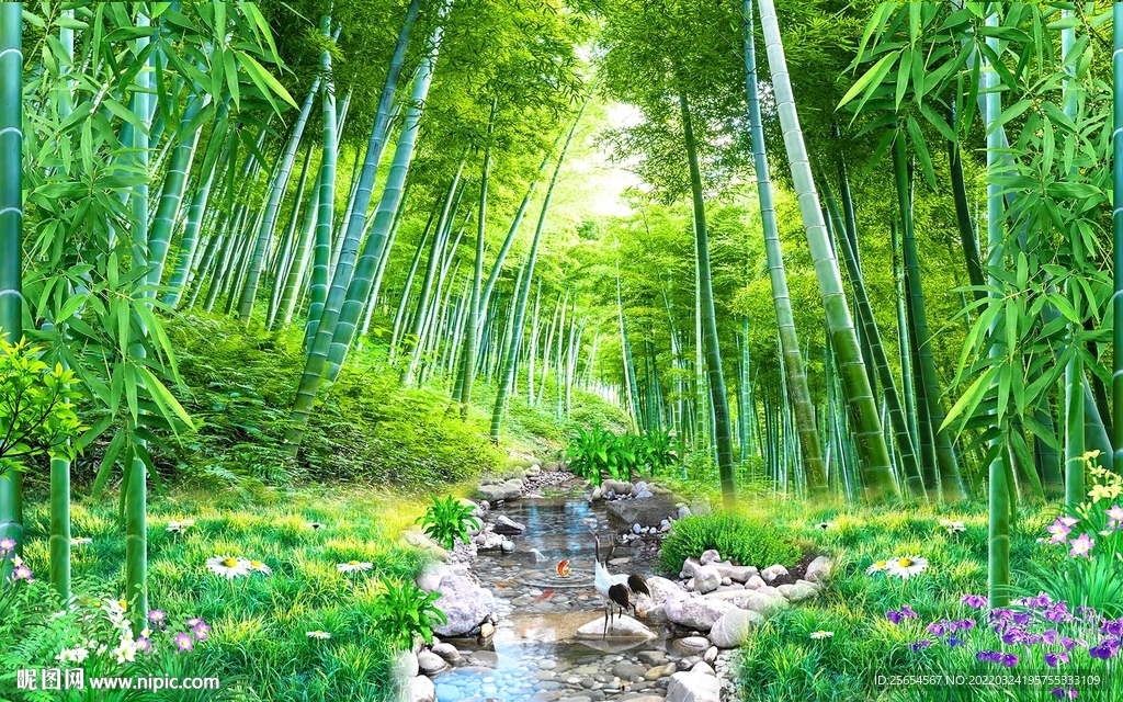 竹林仙境电视背景墙