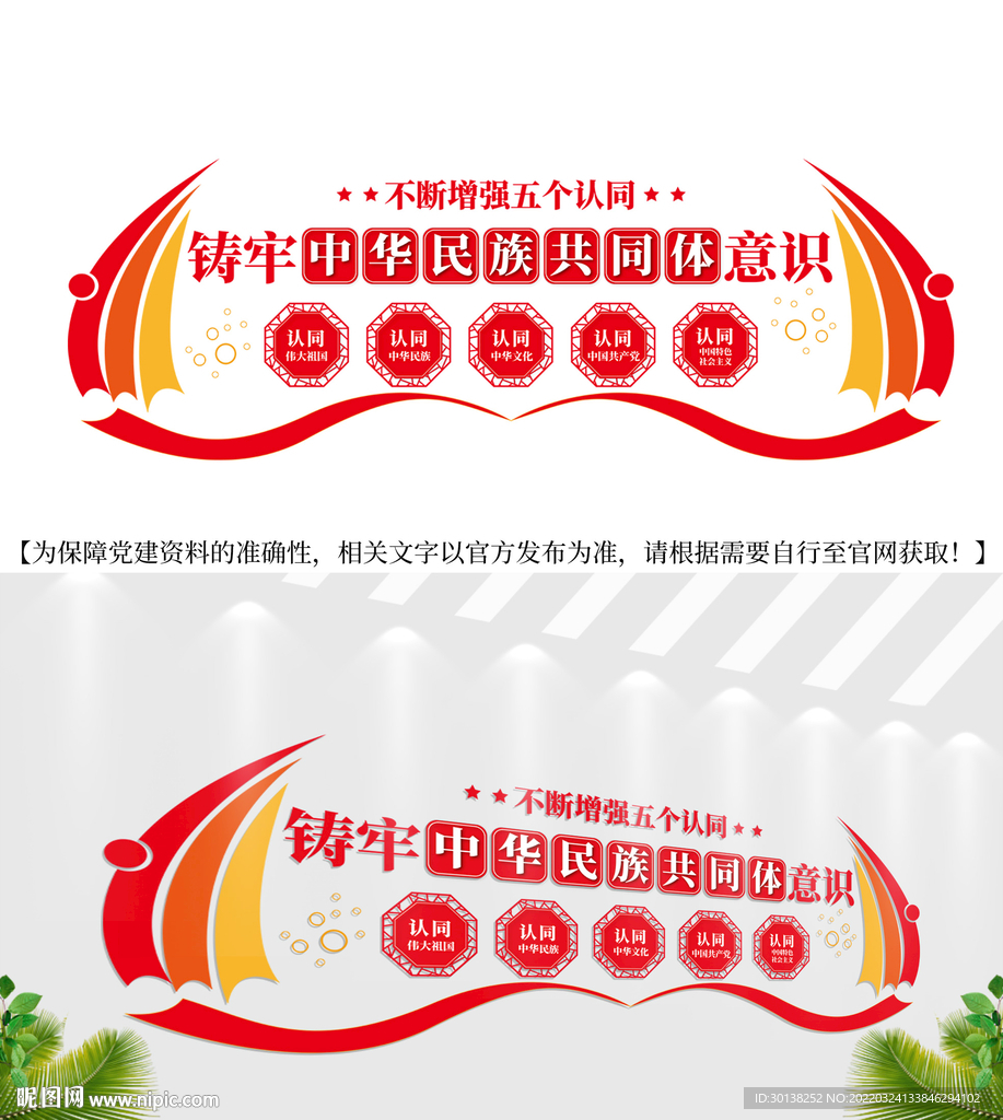 中华民族共同体五个认同文化墙