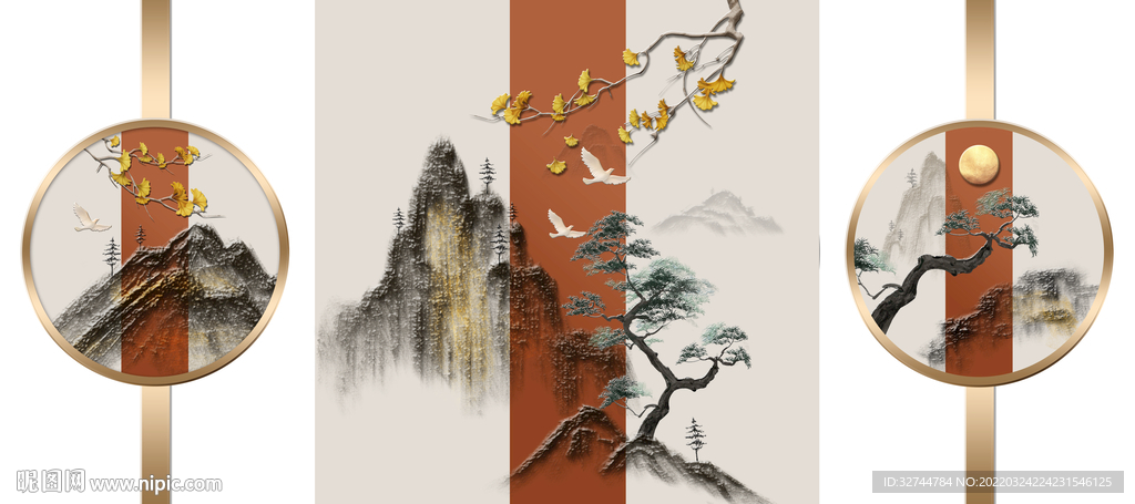 中式线条山水