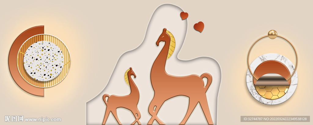 骏马几何装饰画